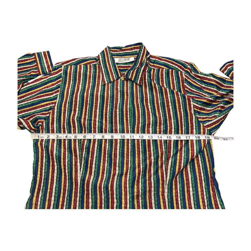 Joséphine Blouse Top Women's 10 Multicolor Striped Classic Long Sleeve Formal - Picture 5 of 8
